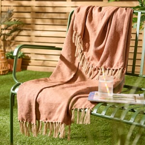 Furn Dessa Woven Indoor/Outdoor Throw, Terracotta