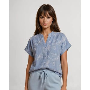 FOS Amsterdam Blouse katie bloem slinger 5016 light blue