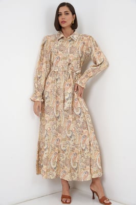Paisley Geknoopte Midi Shirtjurk