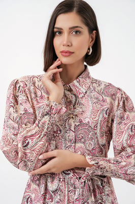 Paisley Riem Midi Hemdjurk