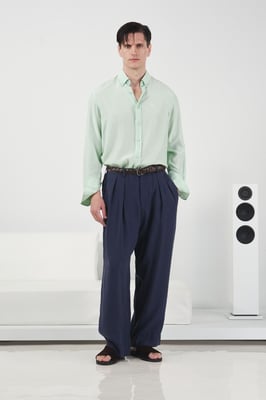Middelhoge Wijde Pantalon met Plissé
