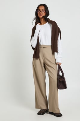 Petite Boohoo Basics Tailored Wide Leg Trouser