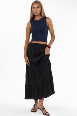 Hooggewaisted Textured A-Line Maxi Rok