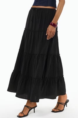 Hooggewaisted Textured A-Line Maxi Rok