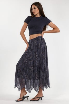 Hoge Taille Paisley Midi Rok