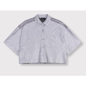 Alix The Label Foile cropped blouse zilverkleurig