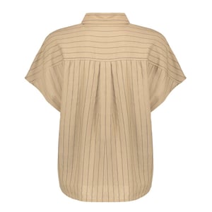 Geisha 63423-14 745 blouse linen stripes s/sl taupe/black