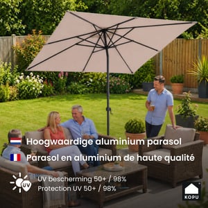 Kopu ® alicante parasol vierkant 230x230 cm met windvanger -
