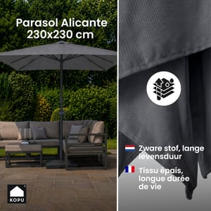 Kopu ® alicante parasol vierkant 230x230 cm met windvanger -