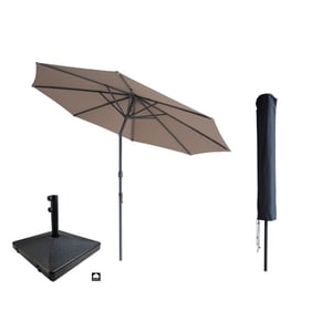 Kopu ® valencia parasol rond 300 cm met beschermhoes en voet taupe