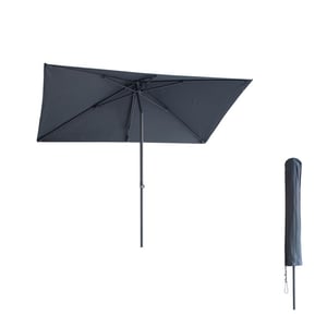 Kopu ® leon parasol rechthoek 150x250 cm balkonparasol met hoes grijs