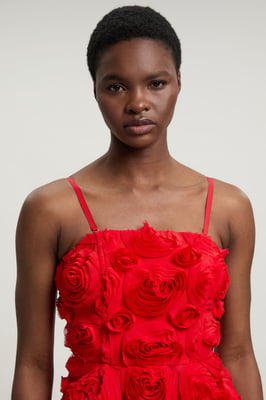 Textured Rosette Prom Maxi Dress
