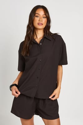 Tall Linen Look Boxy Short Sleeve Shirt & Short Co-ord