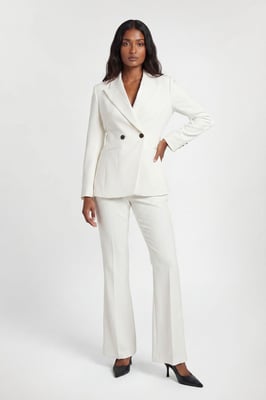 Petite Compact Stretch Satin Side Tailored Straight Leg Trouser