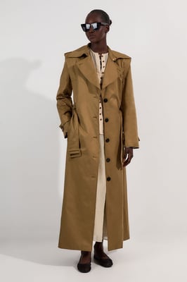Strong Shoulder Belted Maxi Trench Coat