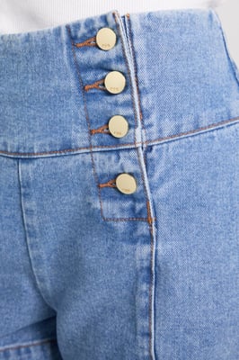 Denim Button Front Shorts