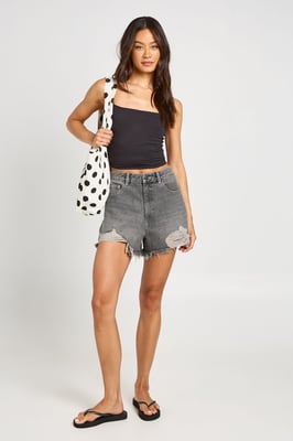 Tall High Waist Ripped Mom Shorts