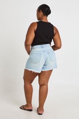 Plus High Waist Ripped Mom Shorts