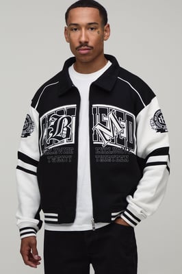 Regular Fit Collared Certified Varsity Jersey Jacket