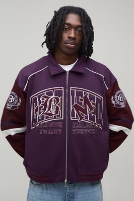 Regular Fit Collared Certified Varsity Jersey Jacket