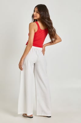 Linen Look Barrel Leg Trouser