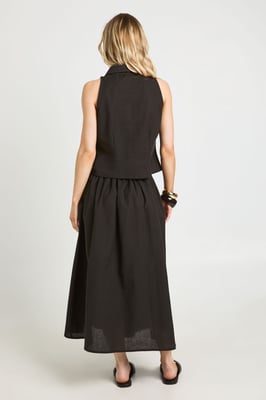 Petite Linen Look Waistcoat & Volume Maxi Skirt Co-ord
