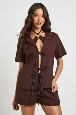 Linen Tie Front Beach Co Ord