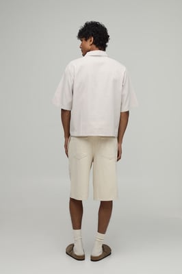 Oversized Boxy Poplin Check V-Neck Polo