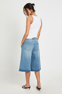 Mid Rise Longline Denim Jorts