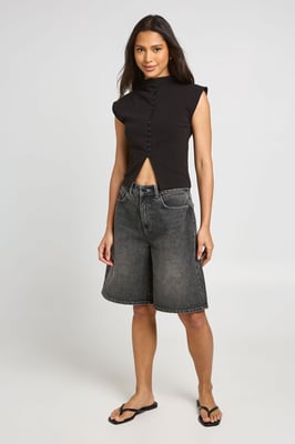 Mid Rise Denim Jorts