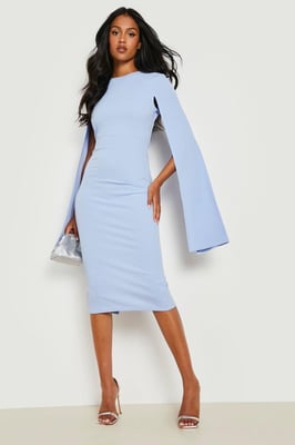 Tall Cape Sleeve Midi Bodycon Dress
