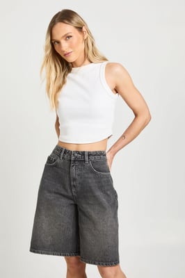 Petite Mid Rise Denim Jorts