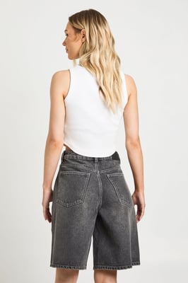 Petite Mid Rise Denim Jorts