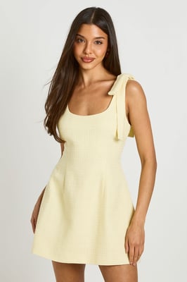 Petite Boucle Scoop Neck Tailored Mini Dress