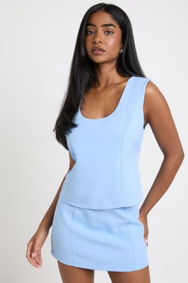 Scoop Neck Tailored Top & Mini Skirt Co-ord