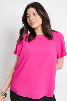 Basic Crew Neck Chiffon T-Shirt