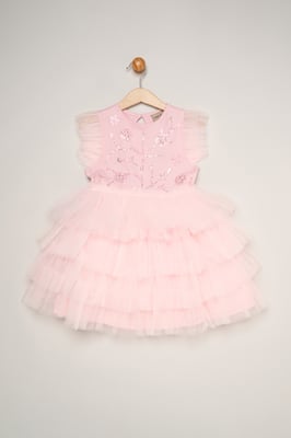 Embellished Floral Sequin Tulle Dress
