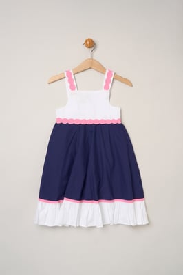 Scalloped Trim Summer Dress with Bow Headband
