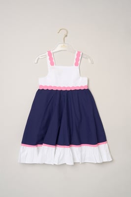Scalloped Trim Summer Dress with Bow Headband