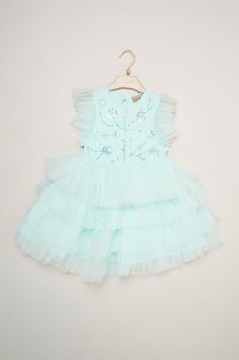 Embellished Floral Sequin Tulle Dress