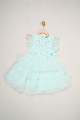 Embellished Floral Sequin Tulle Dress