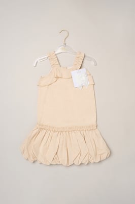 Striped Bubble Hem Dress with Frill and 2-Pack Hairclips