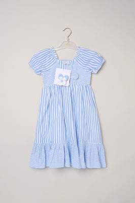Puff Sleeve Stripe Dress and 2-Pack Hair Clips Set