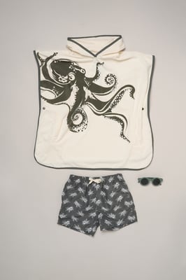 Octopus Towelling Poncho, Swim Shorts and Sunglasses Set