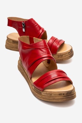 Lunas Leer Side-Zip Plat Hak Sandaal