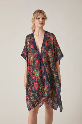 Navy Paisley Beach Cover-Up Kaftan