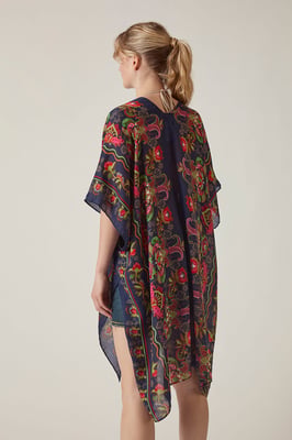 Navy Paisley Beach Cover-Up Kaftan