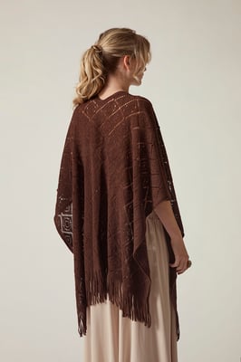 Brown Pointelle Knit Beach Cover-Up Kaftan