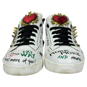 Dolce & Gabbana Printed Portofino Sneakers in White Leather