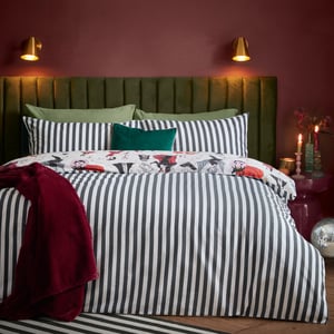 Furn Trick or Treat Reversible Halloween Duvet Cover Set, Monochrome